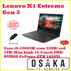 X1 Extreme Gen 3, Core i9-10885H, Ram 32GB, SSD 1TB, GeForce GTX 1650Ti Max-Q 4GB, 15.6” FHD